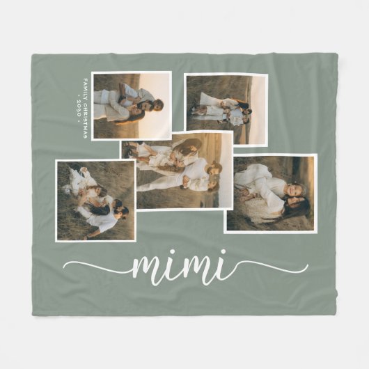 Couverture Polaire Sage Personnalisé Mimi Grand-Enfant 5 Photo Collag (Devant (Horizontal))