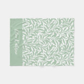 Couverture Polaire Sage Vert Branche de Saule Monogrammé (Devant (Horizontal))