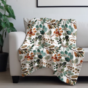 Couverture Polaire Sage vert brun feuilles de rouille sarcelle Automn