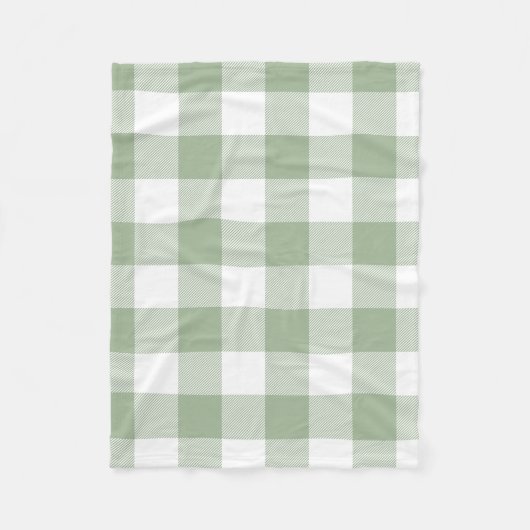 Couverture Polaire Sage vert et blanc En vichy Plaid (Devant)