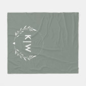 Couverture Polaire Sage vert et blanc | Monogramme des initiales mode (Devant (Horizontal))