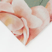 Couverture Polaire Sage Vert Floral Aquarelle Rose Motif Monogramme (Coin)