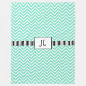 Couverture Polaire Sage Vert noir rayé Monogramme polaire Blanke (Devant)
