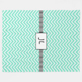Couverture Polaire Sage Vert noir rayé Monogramme polaire Blanke (Devant (Horizontal))