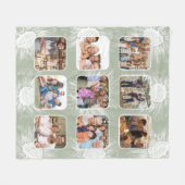 Couverture Polaire Sage Vert Tournesol Simplistic 9 Photo Collage (Devant (Horizontal))