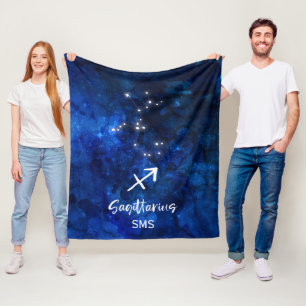 Couverture Polaire Sagittaire Zodiac Constellation Galaxie Monogramme