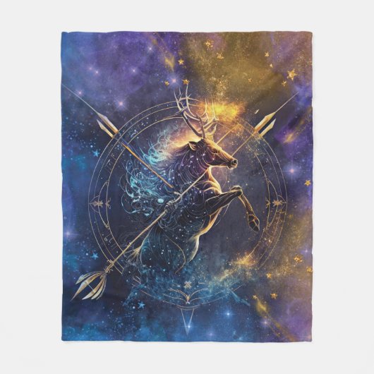 Couverture Polaire Sagittarius signe Zodiaque Aquarelle Design (Devant)