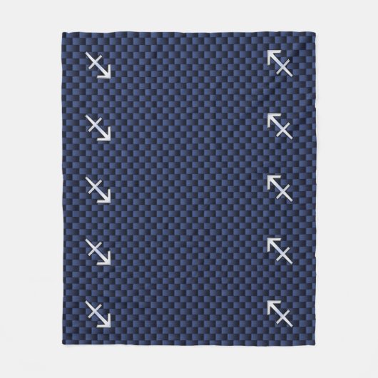 Couverture Polaire Sagittarius Zodiac Sign on Blue Carbon Fibre Print (Devant)