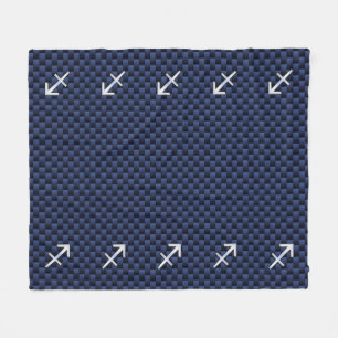 Couverture Polaire Sagittarius Zodiac Sign on Blue Carbon Fibre Print