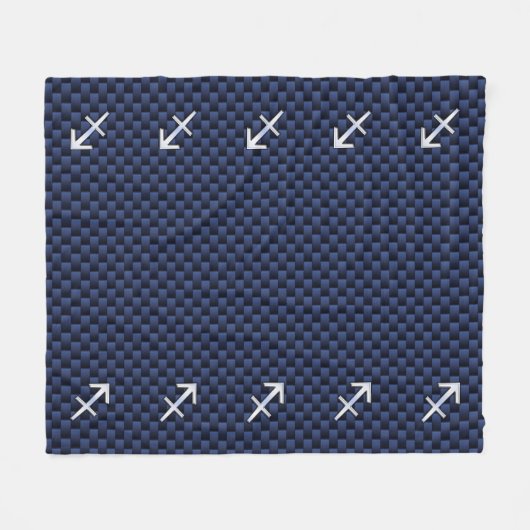 Couverture Polaire Sagittarius Zodiac Sign on Blue Carbon Fibre Print (Devant (Horizontal))