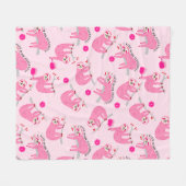 Couverture Polaire Saignées de pickleball rose mignonne 🦥 (Devant (Horizontal))