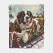Couverture Polaire Saint Bernard Chien Festif de Noël (Devant)
