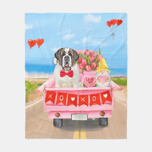 Couverture Polaire Saint Bernard Chien Saint Valentin Camion Douche (Devant)