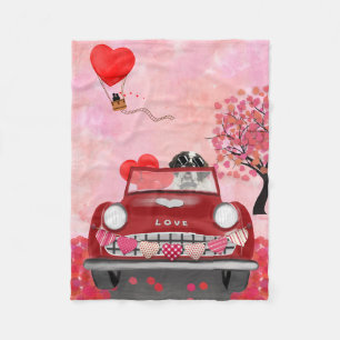 Couverture Polaire Saint Bernard Chien Voiture avec coeurs Saint-Vale