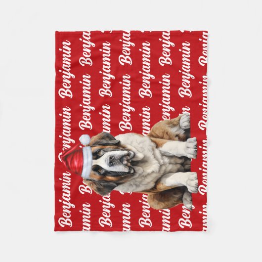Couverture Polaire Saint Bernard Dog with Name Pattern Christmas (Devant)