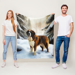 Couverture Polaire Saint Bernard Laisser Neige Noël