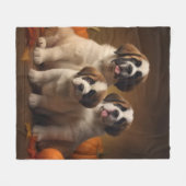 Couverture Polaire Saint Bernard Puppy Automne Citrouille (Devant (Horizontal))