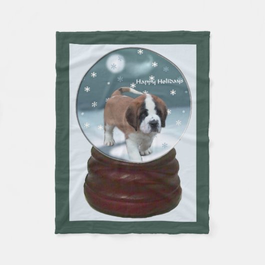 Couverture Polaire Saint Bernard Puppy Noël (Devant)