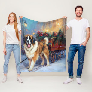 Couverture Polaire Saint-Bernard Saison de Noël festive