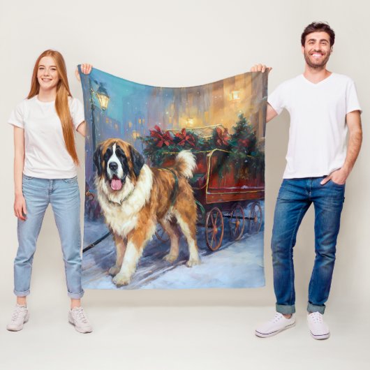 Couverture Polaire Saint-Bernard Saison de Noël festive (En situation)