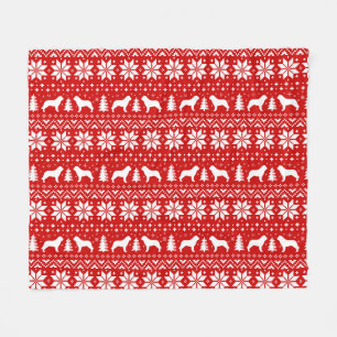 Couverture Polaire Saint Bernard Silhouettes Joli Motif de Noël