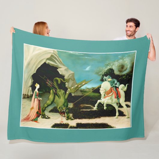 Couverture Polaire Saint Georges et le Dragon médiéval (En situation)