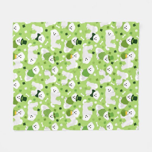 Couverture Polaire Saint Patrick's Day Bichon Frise (Devant (Horizontal))