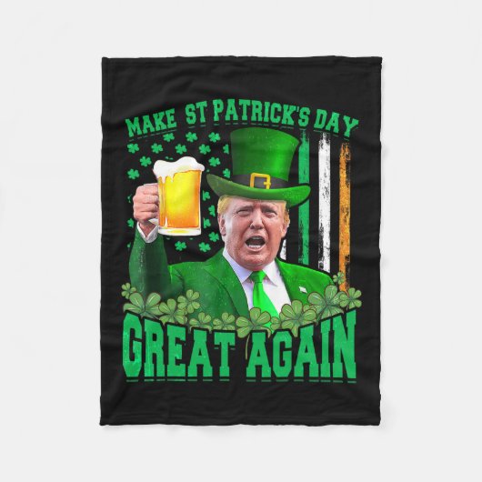 Couverture Polaire Saint Patrick's Day Great again Funny Trump 3 (Devant)