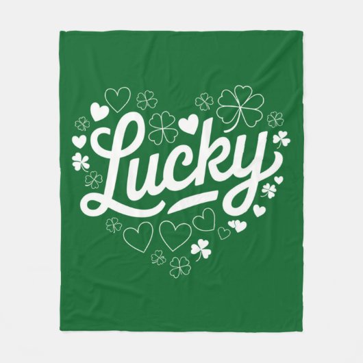 Couverture Polaire Saint Patrick's Day Heart Lucky Clover Shamrock (Devant)