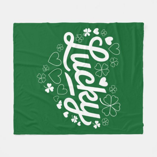Couverture Polaire Saint Patrick's Day Heart Lucky Clover Shamrock (Devant (Horizontal))