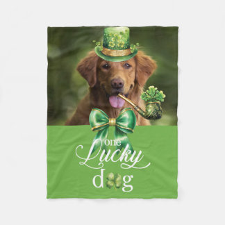 Couverture Polaire Saint Patrick's Day Lucky Dog Funny Photo personna