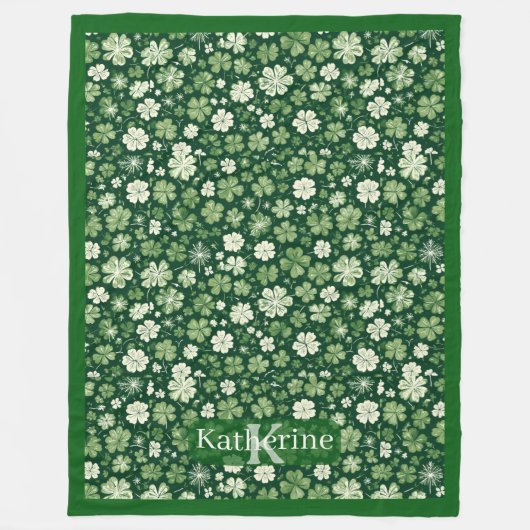 Couverture Polaire Saint Patricks Day Raining Shamrocks 4 Leaf Clover (Devant)