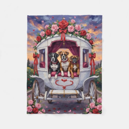 Couverture Polaire Saint-Valentin Chien Boxer (Devant)