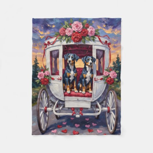Couverture Polaire Saint-Valentin Chien Heeler Bleu (Devant)