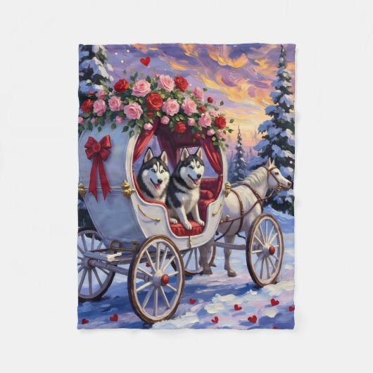 Couverture Polaire Saint-Valentin Chien Husky Sibérien (Devant)