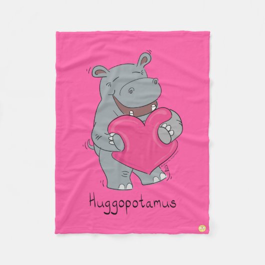 Couverture Polaire Saint-Valentin Hippo mignonette enfants (Devant)