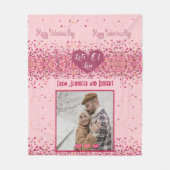 Couverture Polaire Saint-Valentin Photo personnalisée Coeurs roses (Devant)