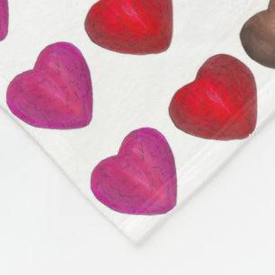 Couverture Polaire Saint-Valentin Rouge huile chocolat Coeurs bonbons