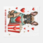 Couverture Polaire Saint Valentines Bulldog français (Devant (Horizontal))