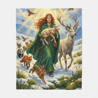 Couverture Polaire Sainte Brigitte Déesse du Printemps Animaux de la