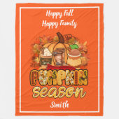 Couverture Polaire Saison citrouille Personnaliser d'automne Texte et (Devant)