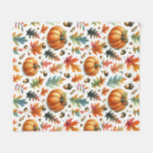Couverture Polaire Saison de la citrouille avec feuilles d'automne co (Devant (Horizontal))