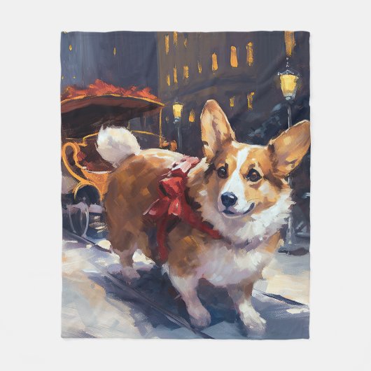 Couverture Polaire Saison de Noël de Corgi (Devant)