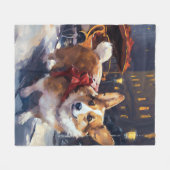 Couverture Polaire Saison de Noël de Corgi (Devant (Horizontal))