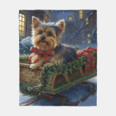 Couverture Polaire Saison de Noël du Yorkshire Terrier (Devant)