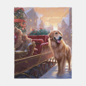 Couverture Polaire Saison de Noël Golden Retriever (Devant)