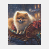 Couverture Polaire Saison de Noël Poméranienne brossé (Devant)