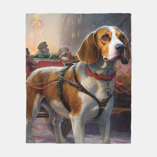 Couverture Polaire Saison festive de Noël beagle (Devant)