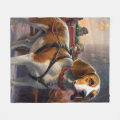 Couverture Polaire Saison festive de Noël beagle (Devant (Horizontal))