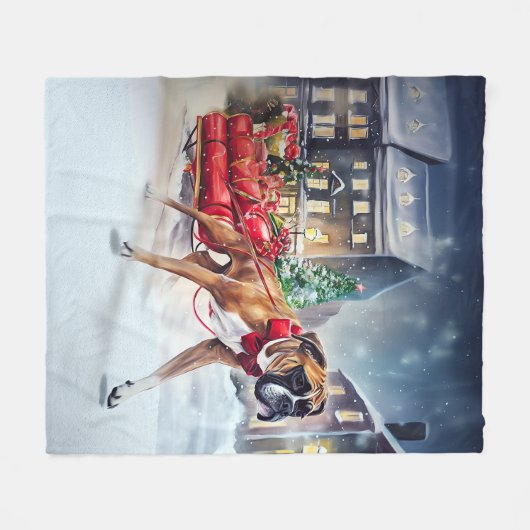 Couverture Polaire Saison Festive de Noël de Boxer (Devant (Horizontal))